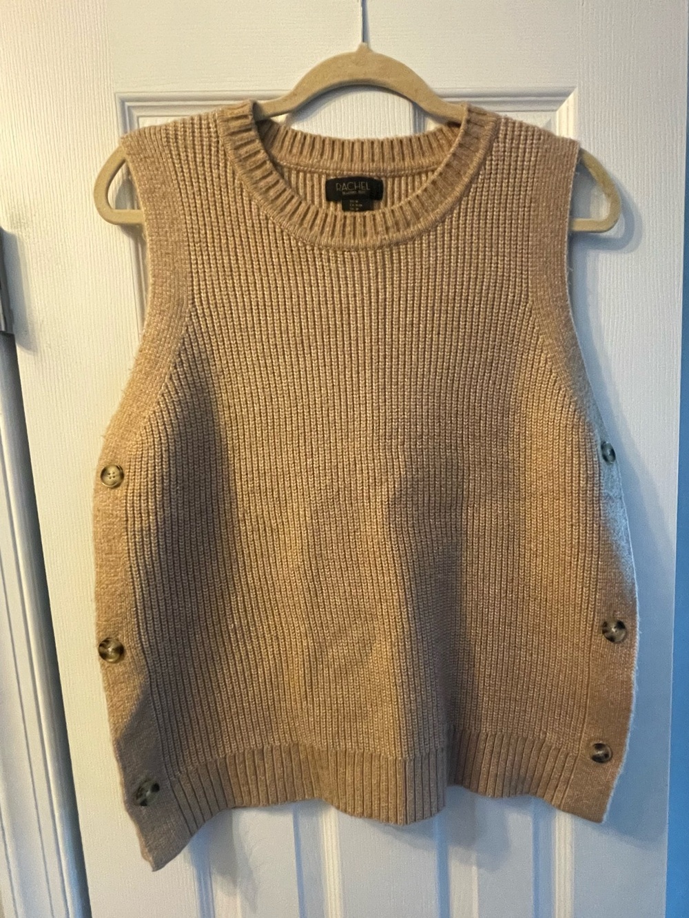 Rachel Sleeveless Knit Vest Sweater in Beige